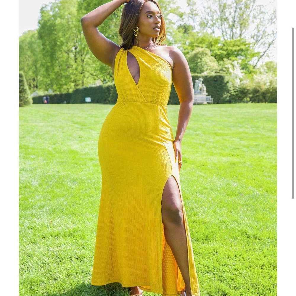 Elegant Mustard One-Shoulder Dress